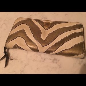 Coach Pewter Zebra Leather with White Fabric